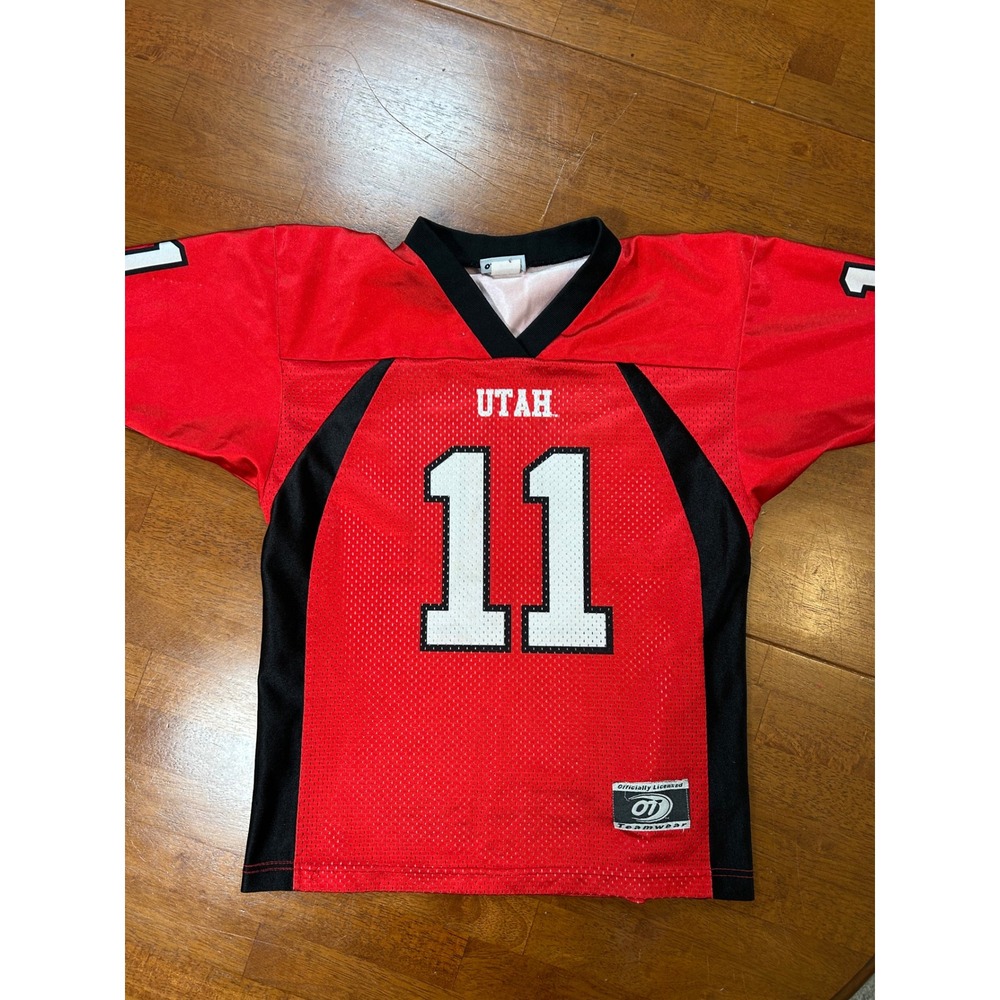 Vintage OT Sports Utah Utes Football Jersey Youth Medium Red Black #11 NCAA